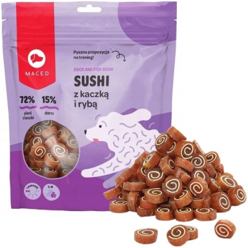 MACED -Sushi dla psa o smaku kaczka z rybą -500 g - idealne do treserki