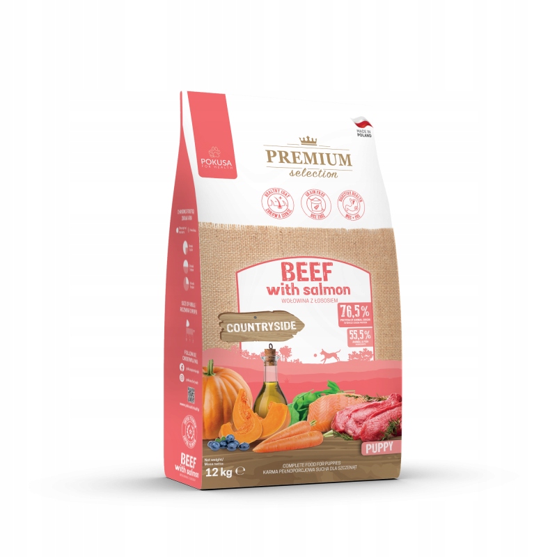 POKUSA sucha karma WOŁOWINA z ŁOSOSIEM-szczenięta/młode psy- PO 2KG NA WAGĘ