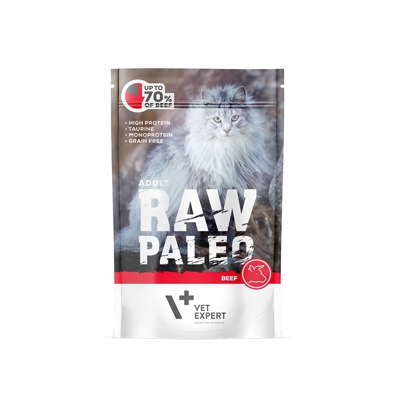 Raw Paleo karma mokra ADULT dla kota wołowina 0,1 kg- bez zbóż,monoprotein