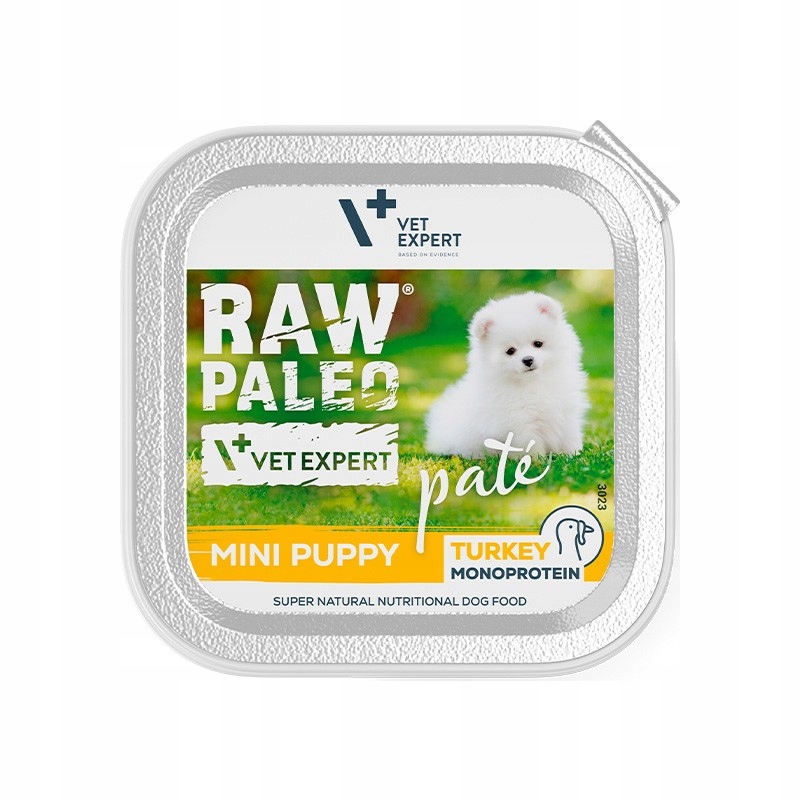 Raw Paleo karma mokra Pate Mini Puppy Turkey 150g- bez zbóż, monobiałkowa