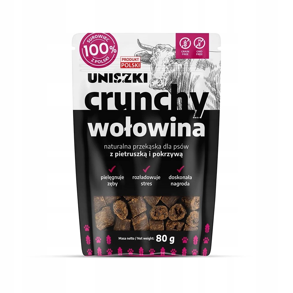 Uniszki Crunchy Wołowina Naturalny Przysmak Gryzak Dla Psa 80g