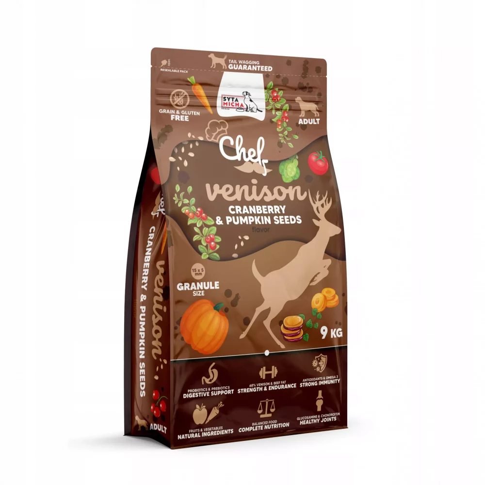 SYTA-MICHA-Karma-sucha-CHEF-Dziczyzna-zurawina-i-pestki-dyni-9-kg