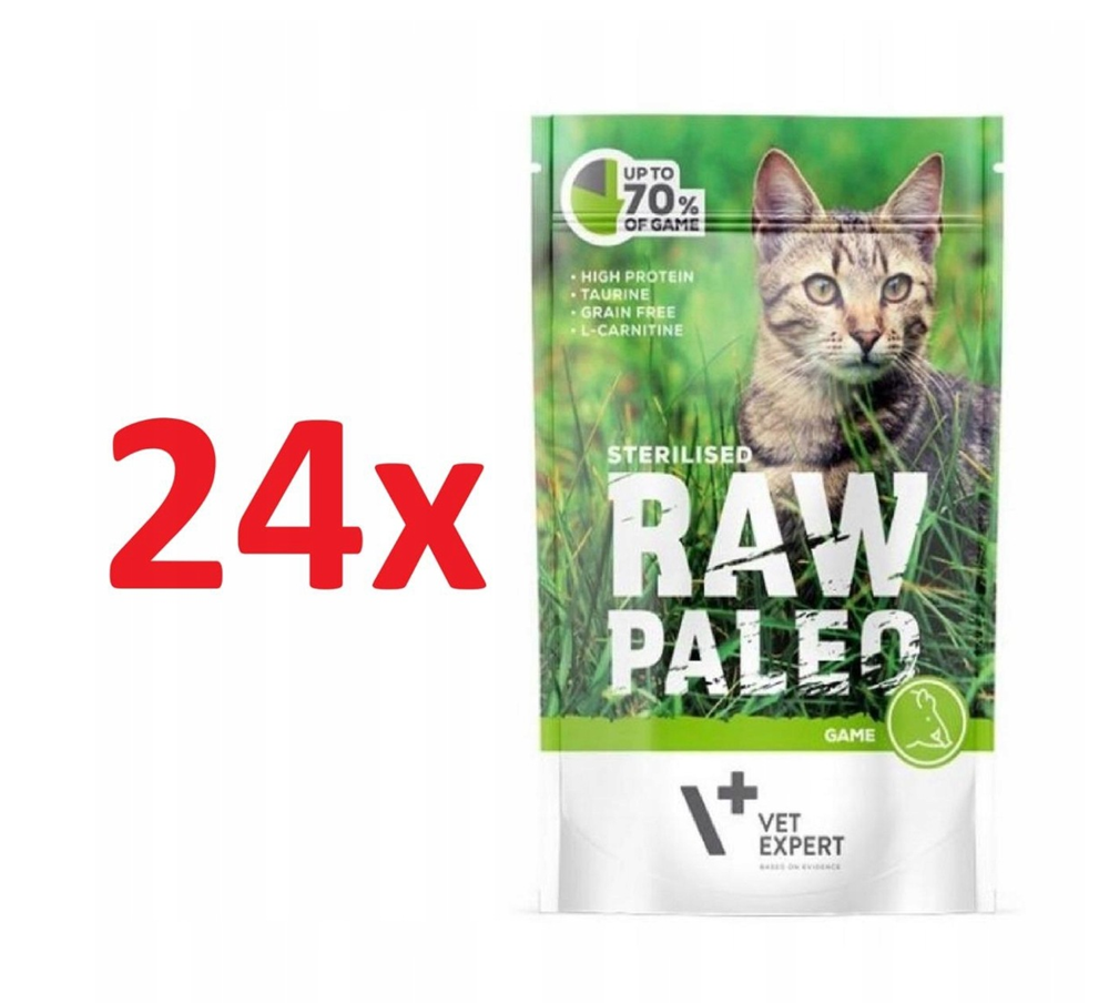 Raw Paleo karma mokra dla kotów- Sterylizowana Dziczyzna - ZESTAW 24x 100G