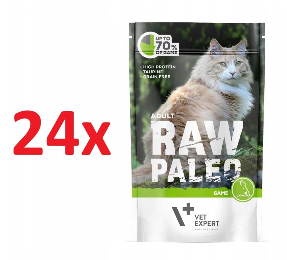 Raw Paleo karma mokra dla kotów dorosłych- Game/dzik- ZESTAW 24x 100 g