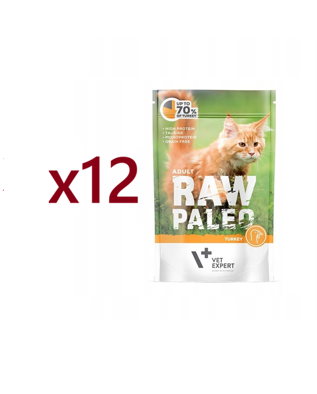 12 X 100g- Raw Paleo karma mokra ADULT dla kotów -indyk /Turkey