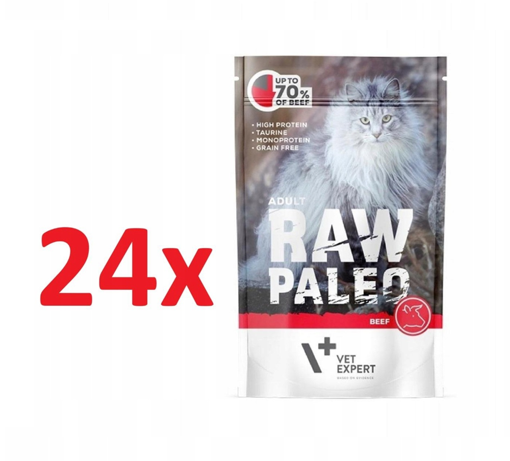 Raw Paleo karma mokra dla kota ADULT- wołowina -ZESTAW 24 sztx100g