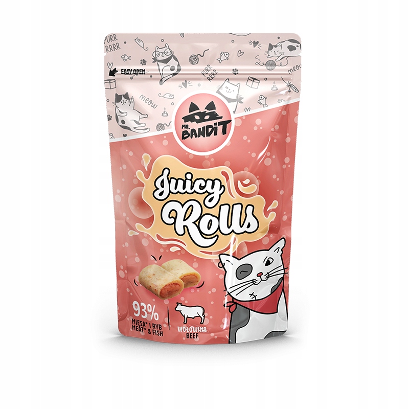 Mr. Bandit Juicy Rolls zawijaski z wołowiną przysmak dla kota 40g