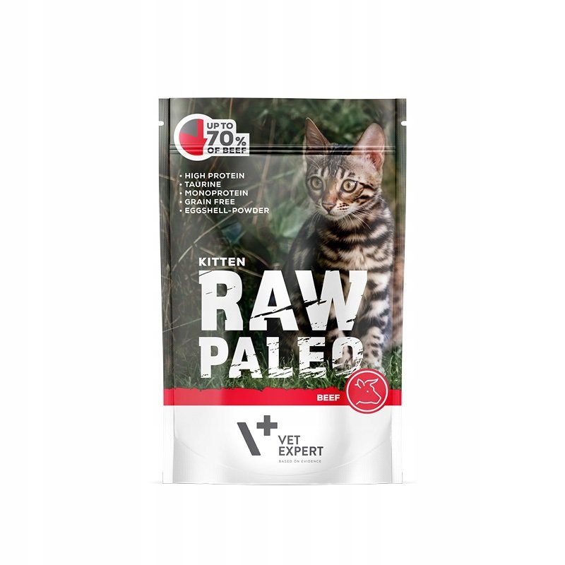 RAW PALEO KITTEN - karma mokra- Wołowina - 100g