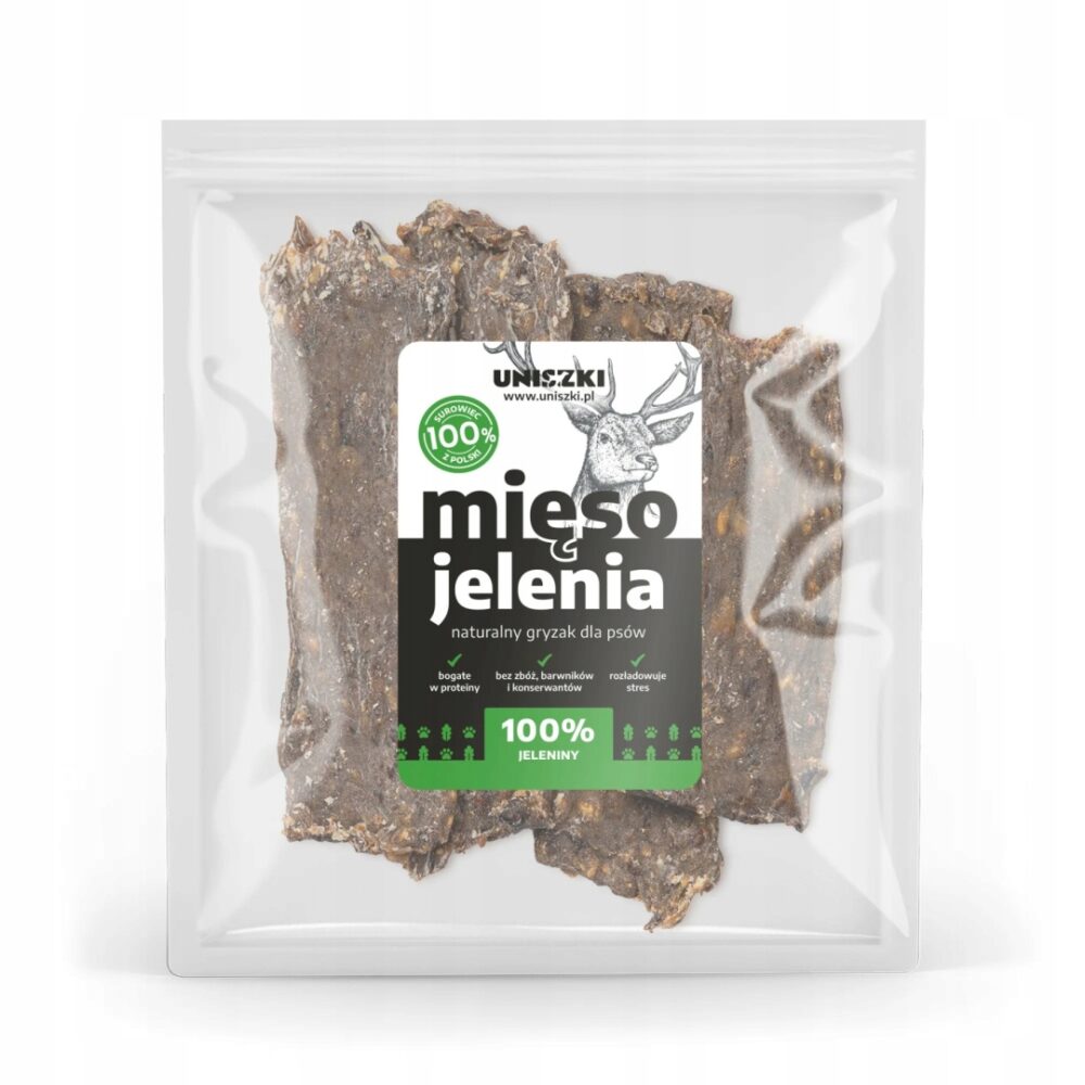 Uniszki Mięso jelenia 100% naturalny,miękki przysmak -90g
