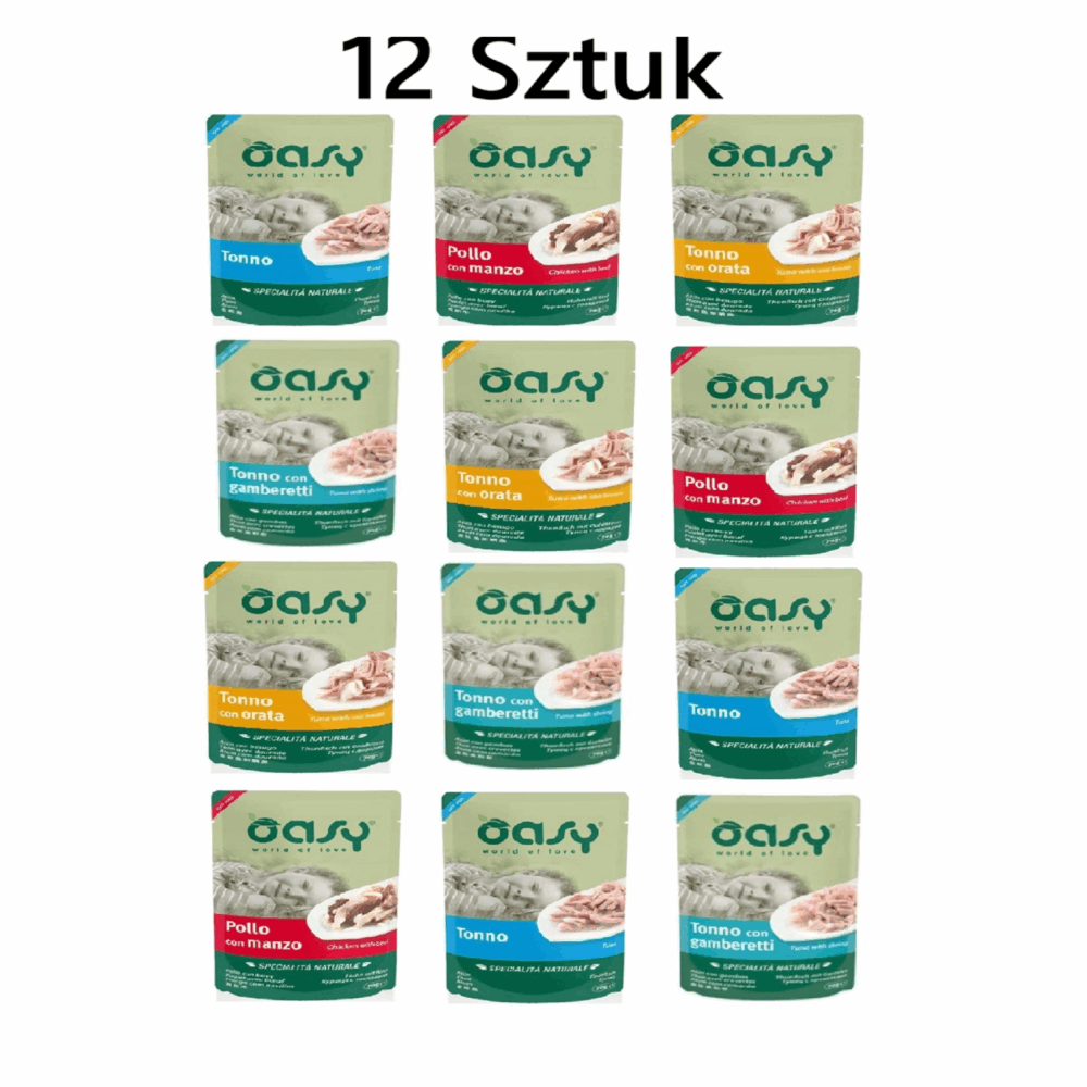 OASYNatural Karma mokra dla kota MIX SMAKÓW ryby mięso - saszetka 12 x 70g