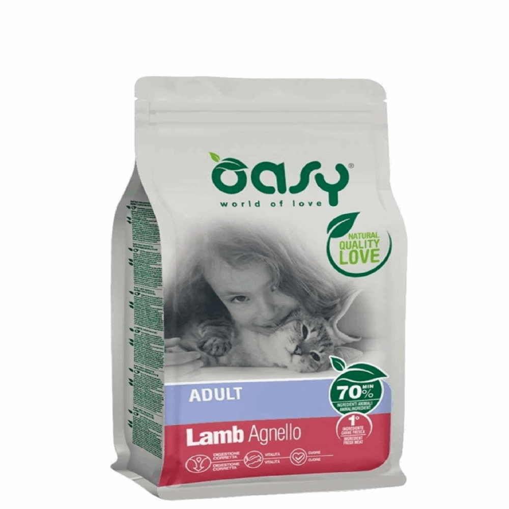 OASY Dry Cat Adult 1,5kg- JAGNIĘCINA / LAMB -karma sucha dla kota dorosłego