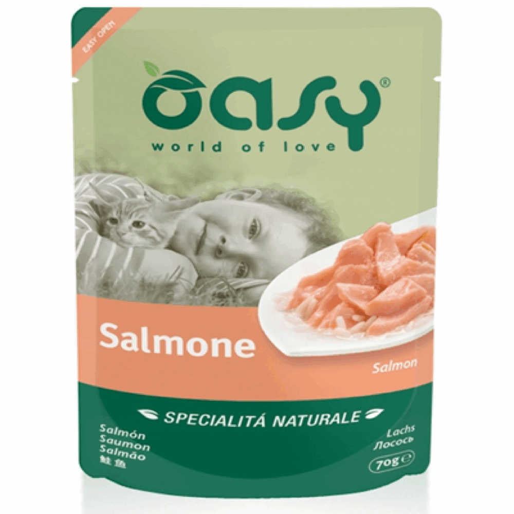 OASY NATURAL-karma mokra dla kota -ŁOSOŚ saszetka 70G