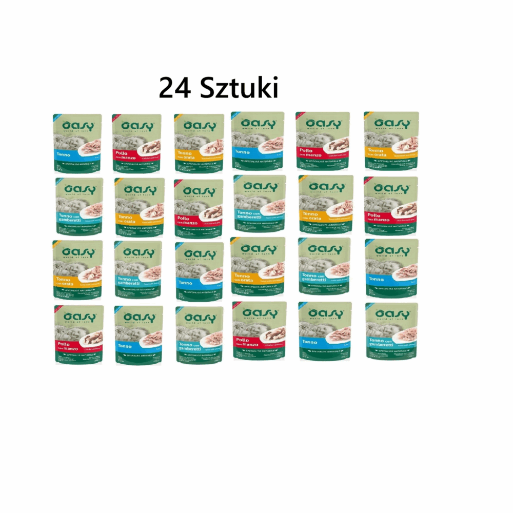 OASYNatural Karma mokra dla kota MIX SMAKÓW ryby mięso - saszetka 24 x 70g.