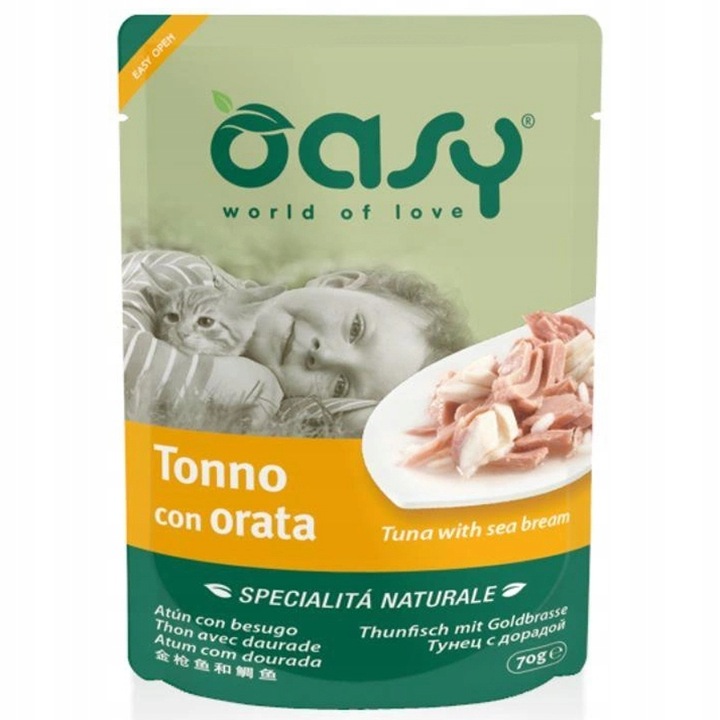 OASY NATURAL MOKRA KARMA DLA KOTA TUŃCZYK Z DORADĄ SASZETKA 70g