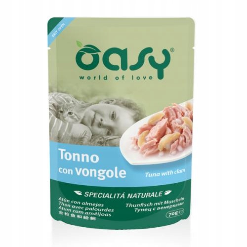 OASY NATURAL karma mokra dla kota - TUŃCZYK Z MAŁŻAMI- saszetka 70G.