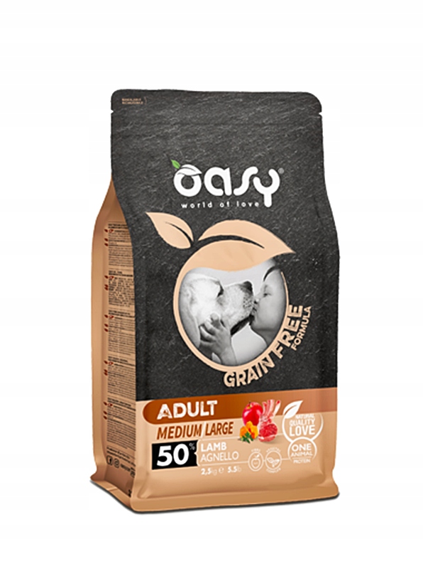 Oasy Dog Grain Free Adult Medium Large Jagnięcina bez zbóż i kurczaka -12kg