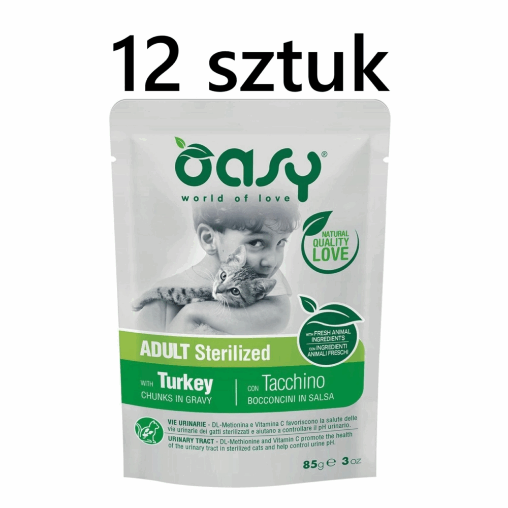 OASY LIFESTAGE karma mokra dla kotów sterylizowanych- INDYK W SOSIE 85Gx12