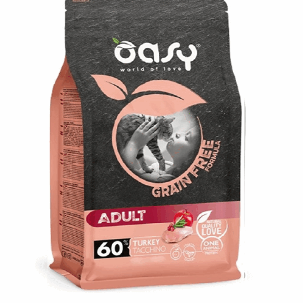 Oasy Dry Cat Grain Free Adult sucha karma dla kota- indyk - 300g