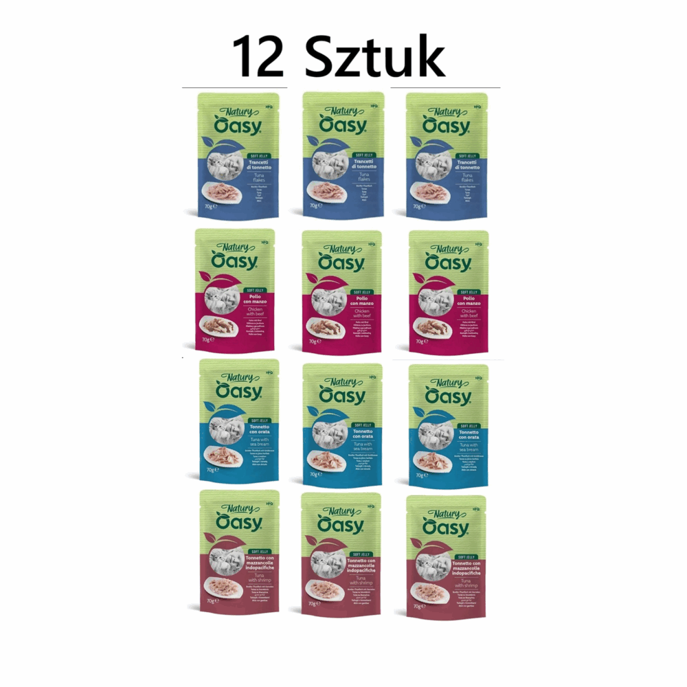 OASY Natural Karma mokra dla kota MIX SMAKÓW ryby mięso - saszetka 12 x 70g