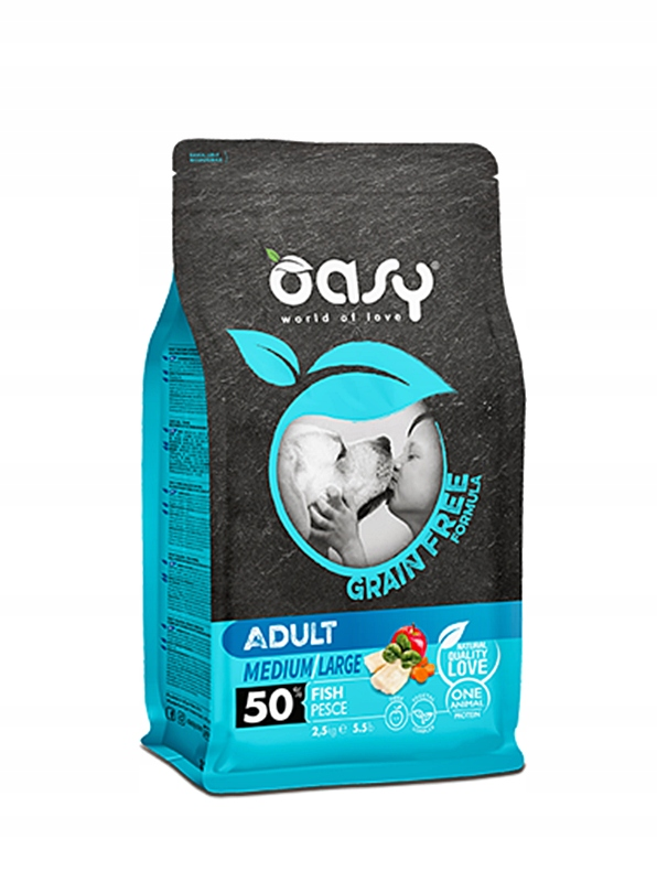 Oasy karma sucha GRAINFREE Adult MEDIUM/LARGE Ryba 12 kg- bez kurczaka i zbóż
