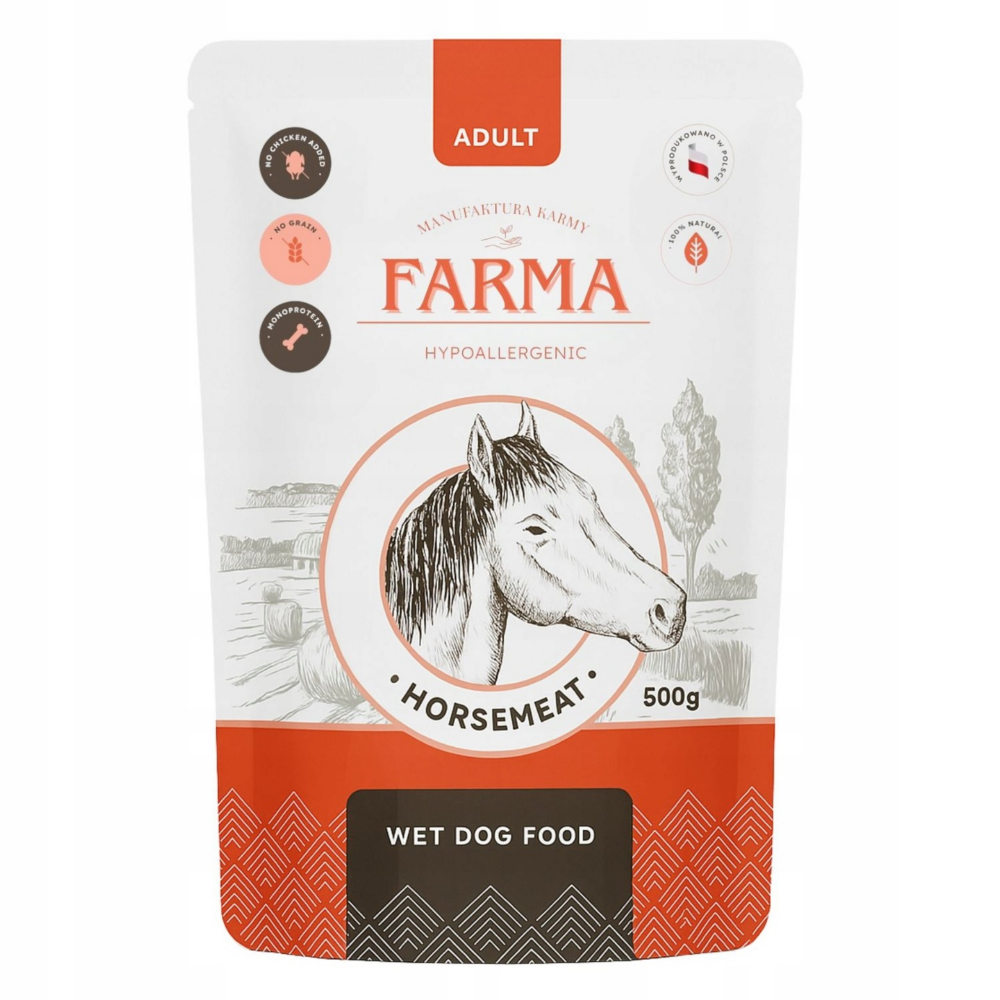 FARMA Konina 500g – KARMA MOKRA Saszetka Premium