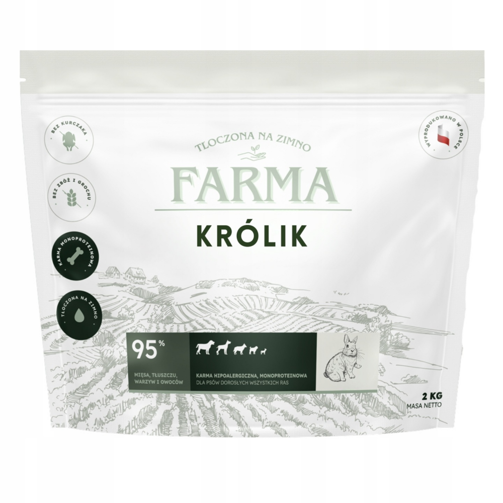 Karma sucha dla psa Farma Adult Tłoczona na Zimno Królik 2kg