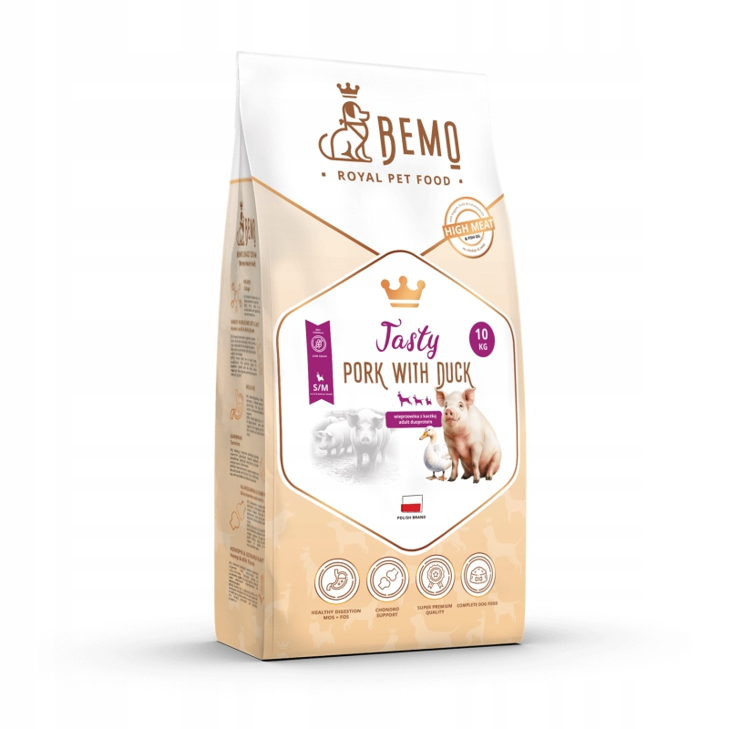 BEMO TASTY SMAKOWITA KARMA SUCHA DLA PSA WIEPRZOWINA KACZKA 15KG M/L