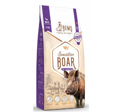Sucha karma BEMO sensitive boar 3 kg M/L dzik rasy średnie i duże