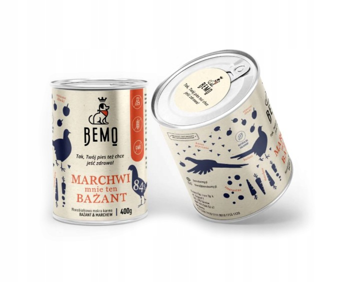BEMO MONOBIAŁKOWA Karma dla psa mokra- BEMO MARCHWI MNIE TEN BAŻANT - 400g
