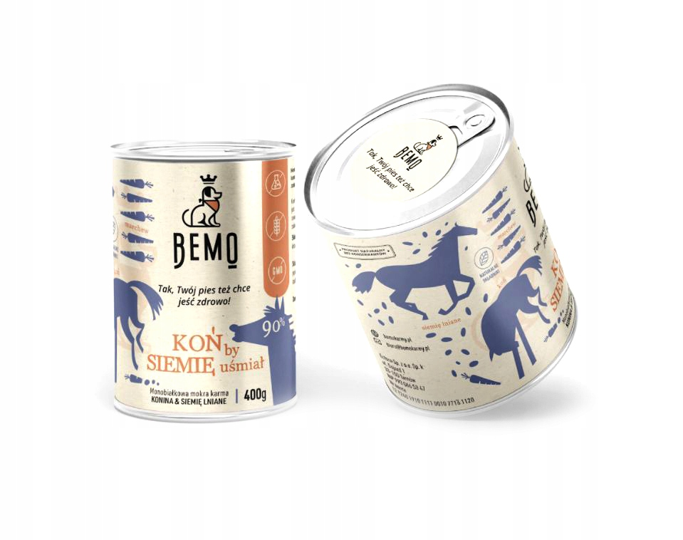 BEMO karma mokra- konina 90% mięsa - koń by siemię uśmiał- puszka 400g