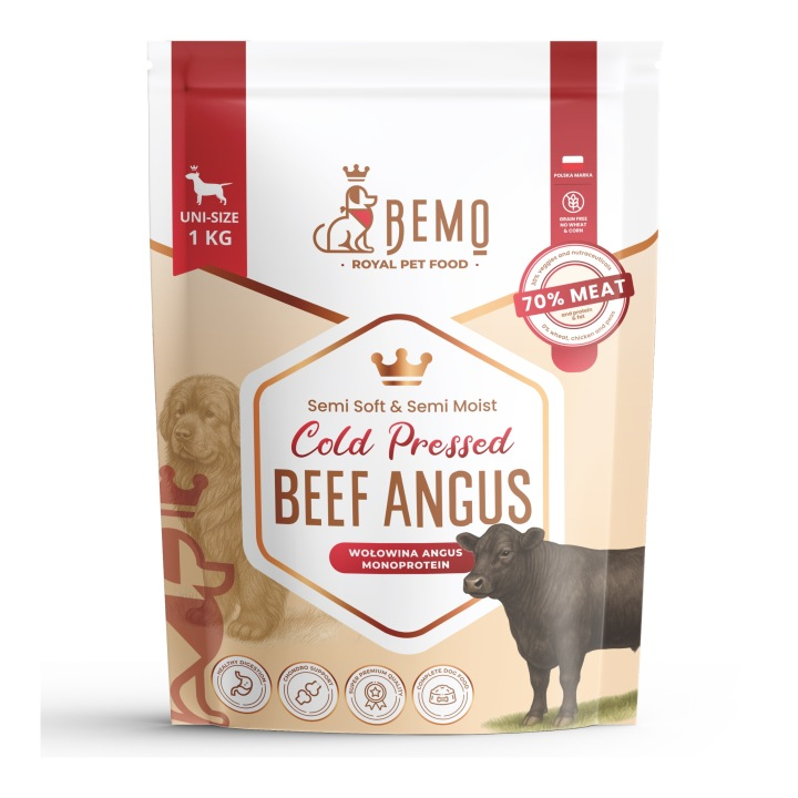 BEMO Karma półwilgotna, tłoczona na zimno dla psa - WOŁOWINA ANGUS -1 kg