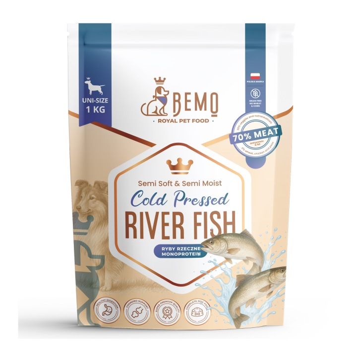 BEMO Karma półwilgotna, tłoczona na zimno, RIVER FISH ryba rzeczna- 1 kg
