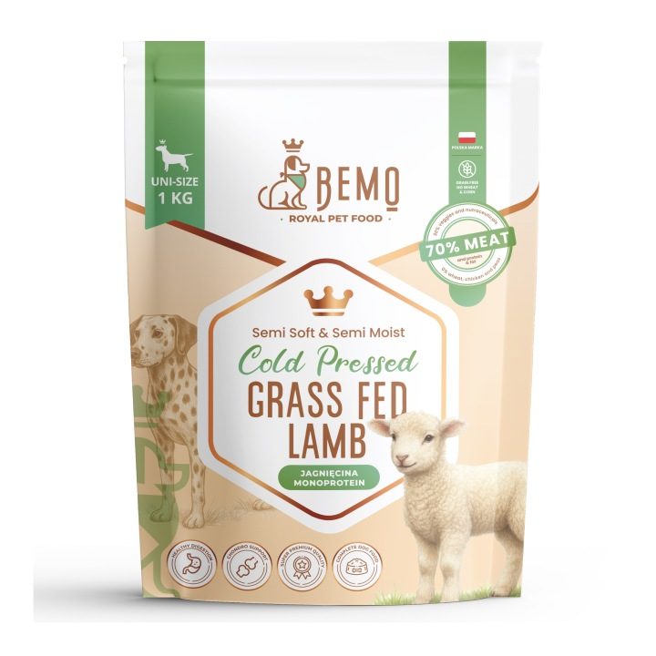 BEMO Karma półwilgotna, tłoczona na zimno dla psa - JAGNIĘCINA -1 kg