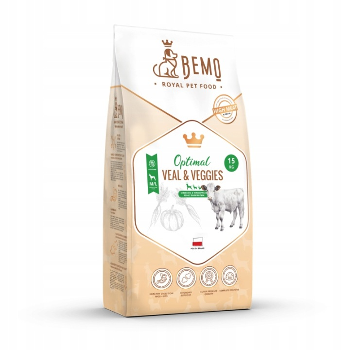 BEMO sucha karma dla psa - Optimal Veal cielęcina z warzywami- M/L - 15kg