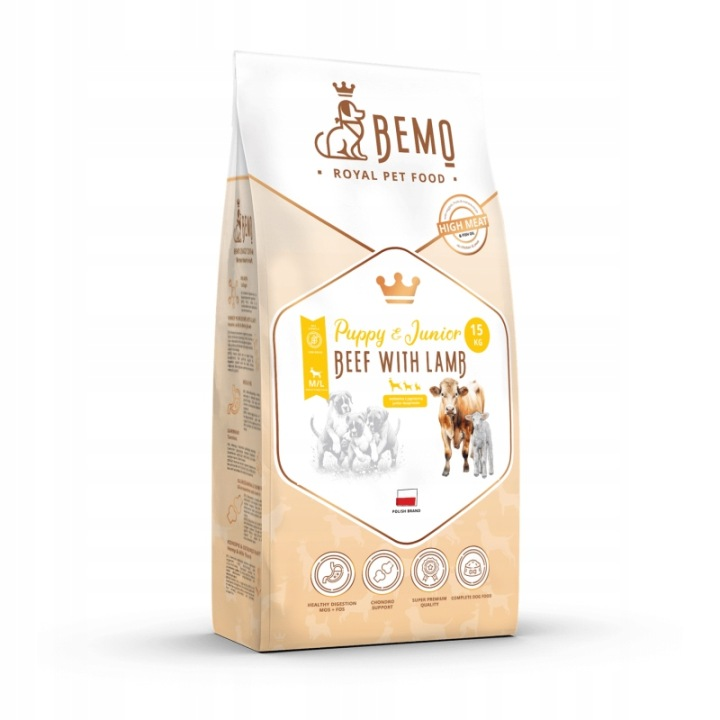 Bemo Puppy and Junior Beef with Lamb Ranch Wołowina i Jagnięcina M/L- 15kg
