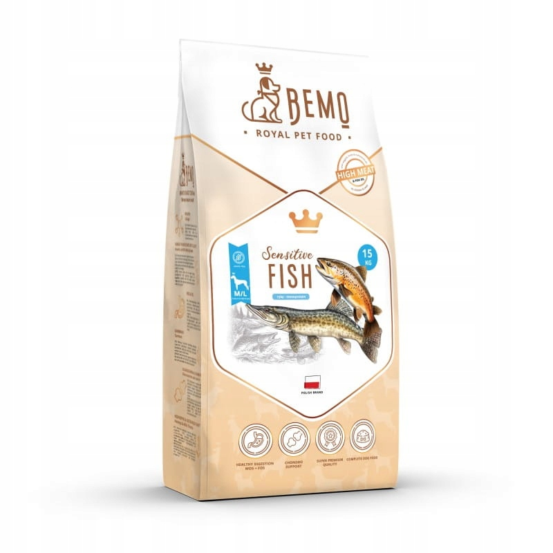 BEMO SENSITIVE FISH -Sucha karma - Ryba- rasy średnie i duże M&L 15kg