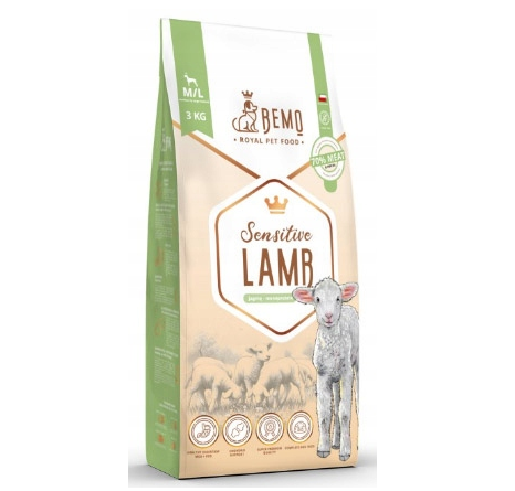 BEMO SENSITIVE karma sucha jagnięcina 3 kg LAMB rasy średnie i duże M/L