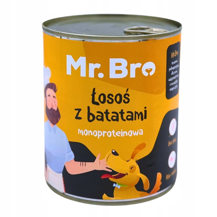 Mr Bro- MONOPROTEINOWA Mokra karma dla psów - Łosoś (94%) z batatami- 800 g