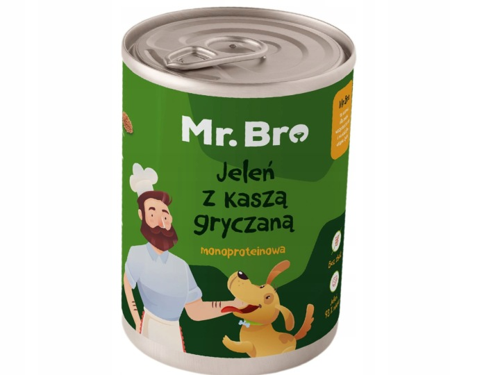 Mr. Bro -Jeleń z kaszą gryczaną-MONOPROTEINOWA karma mokra dla psa 400g