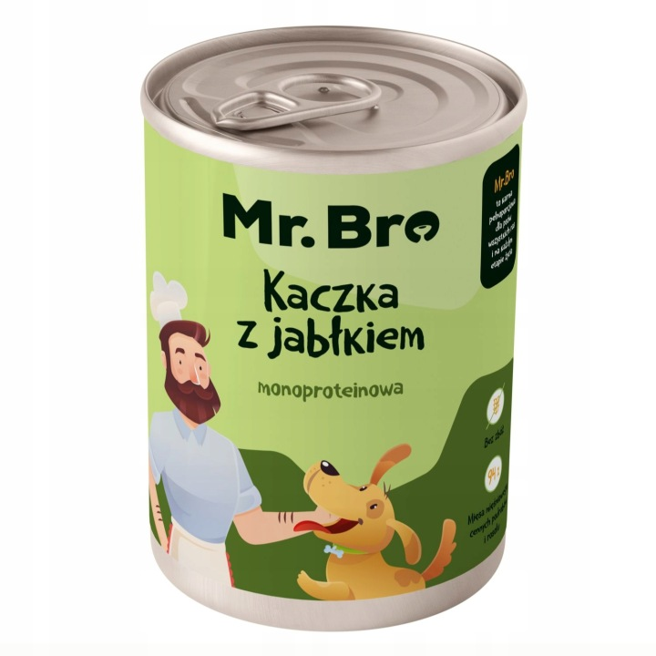Mr. Bro -kaczka z jabłkiem -monoproteinowa karma mokra dla psa 400g