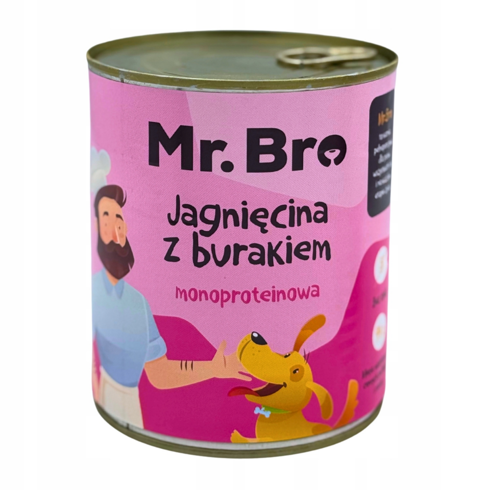 Mr. Bro monoproteinowa karma mokra dla psa- jagnięcina(94%) z burakiem-800g
