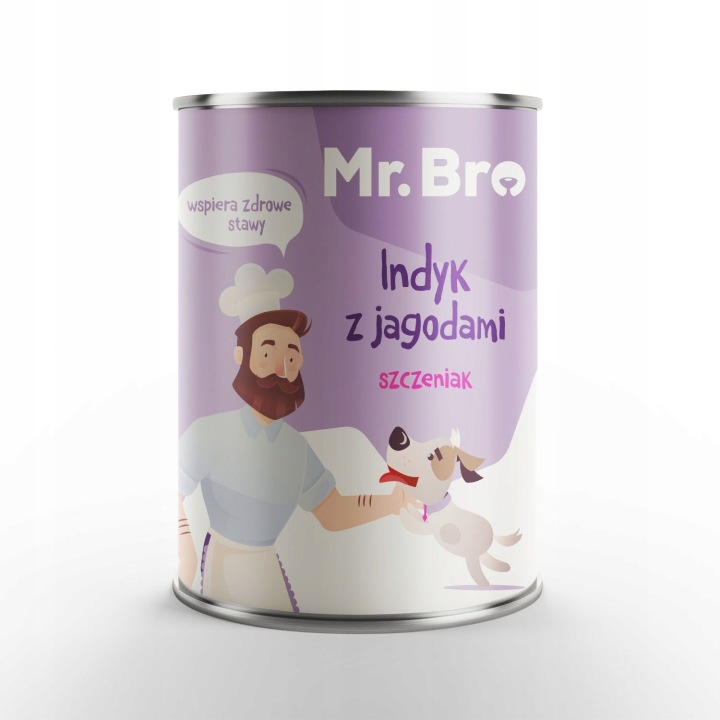 Mr. Bro indyk z jagodami Puppy monobiałkowa mokra karma dla psa 400g